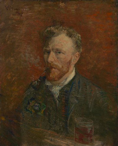 Zelfportret met glas door Vincent van Gogh